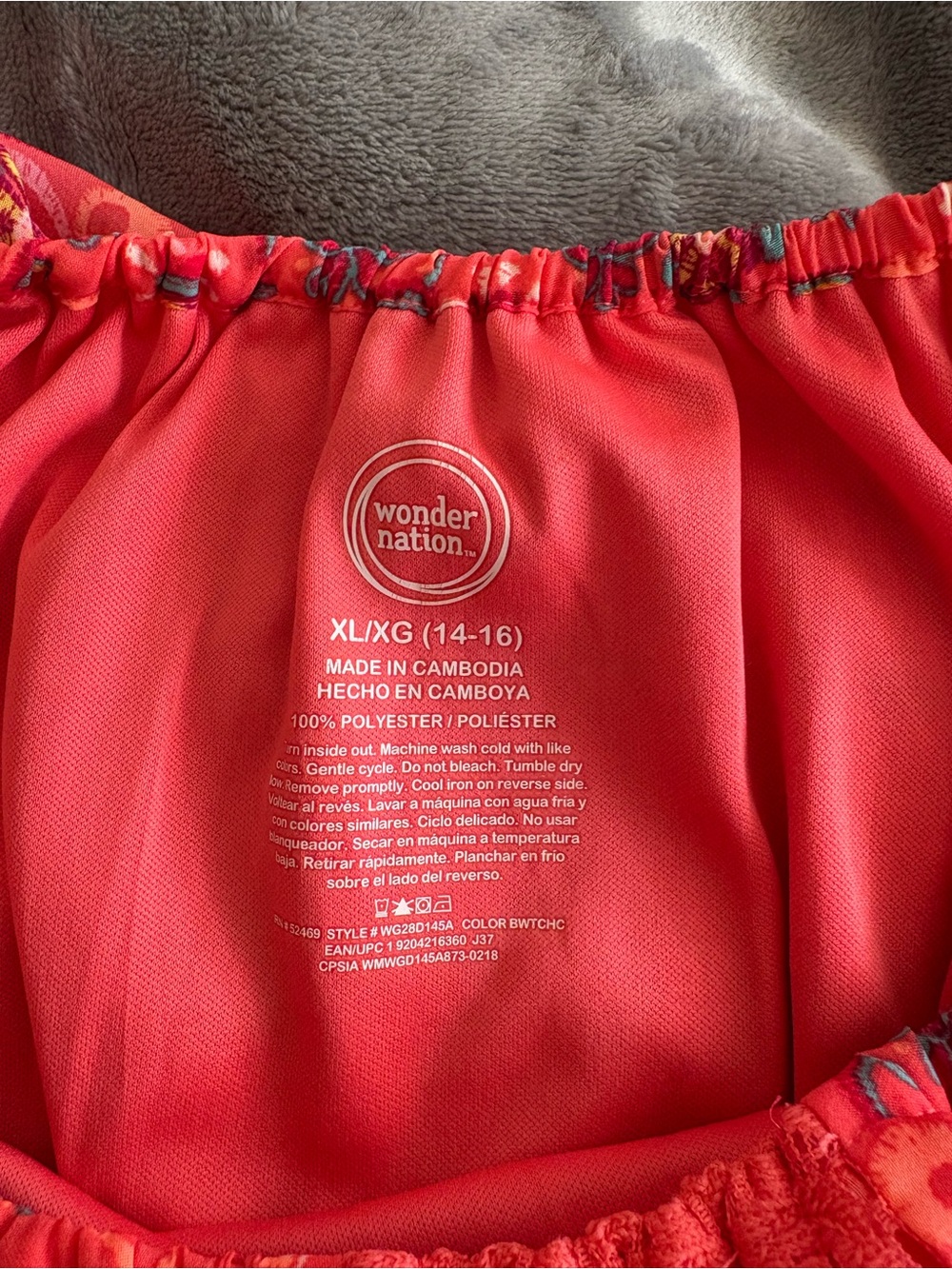 Wonder Nation Bright Coral Red Off-Shoulder Dress - Picture 5 of 5